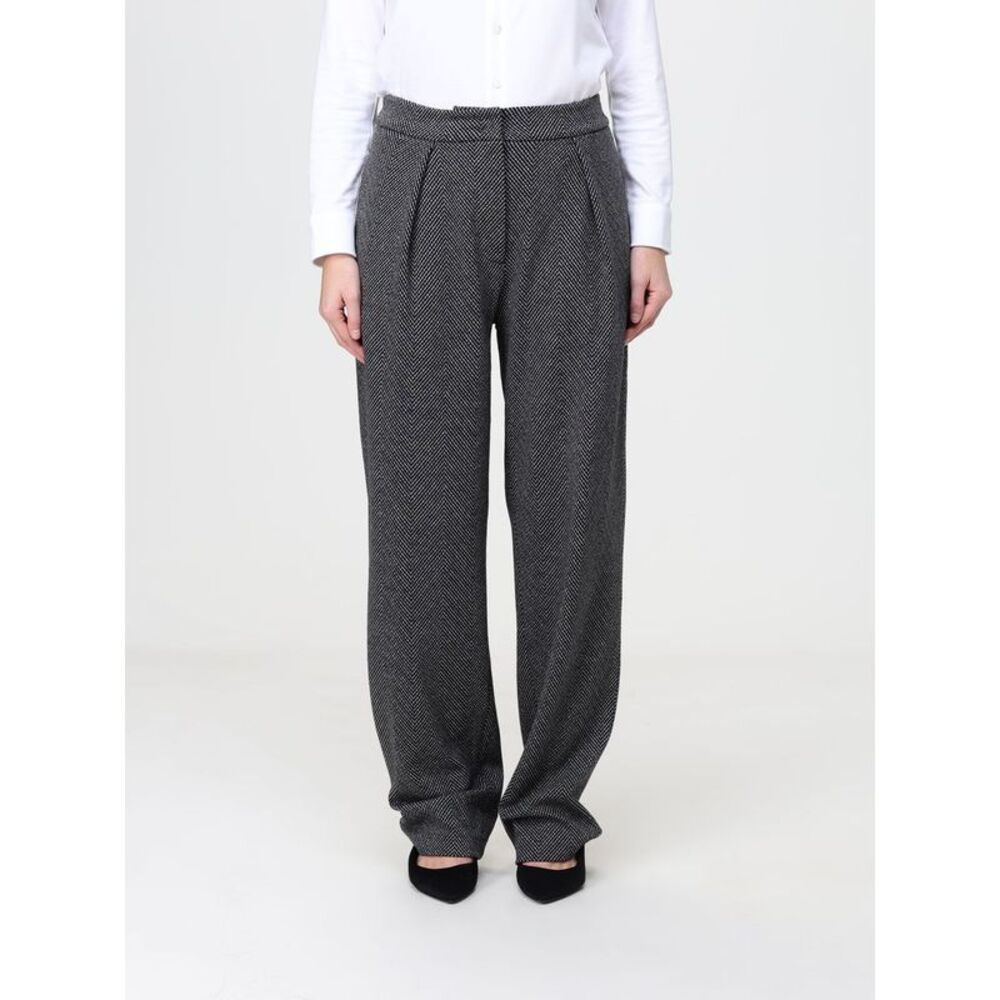 Emporio Armani Women Emporio Armani Chevron Cotton-Blend Wide-Leg Trousers